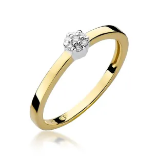 Złoty Pierścionek 585 z diamentem brylant białe 0,04ct