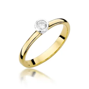 Złoty Pierścionek 585 z diamentem brylant 0,15ct