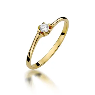 Złoty Pierścionek 585 z diamentem brylant 0,09ct