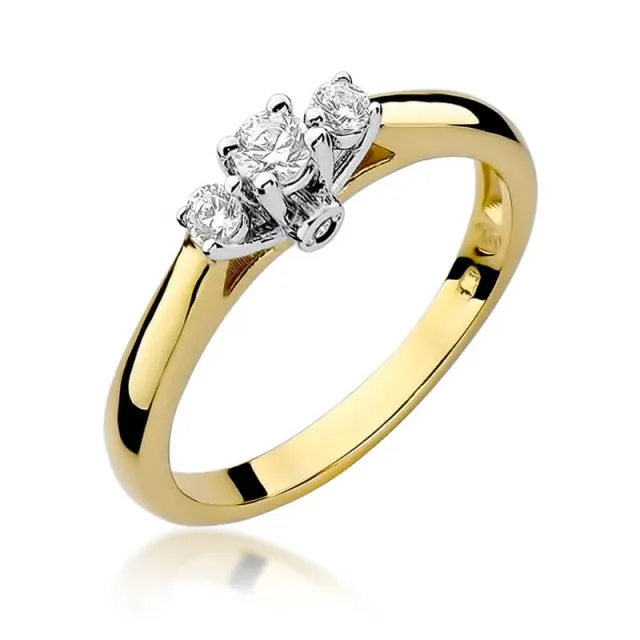 Złoty Pierścionek 585 z diamentem brylant 0,22ct