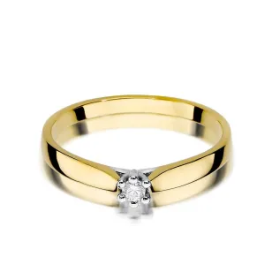 Złoty Pierścionek 585 z diamentem brylant 0.04ct