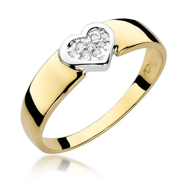 Złoty Pierścionek 585 z diamentem brylant 0,04ct