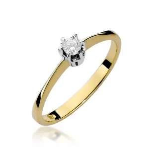 Złoty Pierścionek 585 z diamentem brylant 0,10ct