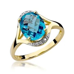 Złoty Pierścionek 585 z diamentem topaz 3,00ct