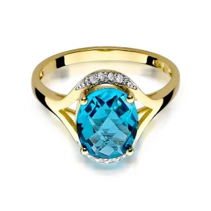 Złoty Pierścionek 585 z diamentem topaz 3,00ct
