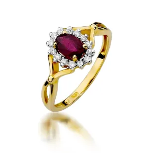 Złoty Pierścionek 585 z diamentem rubin 0,60ct