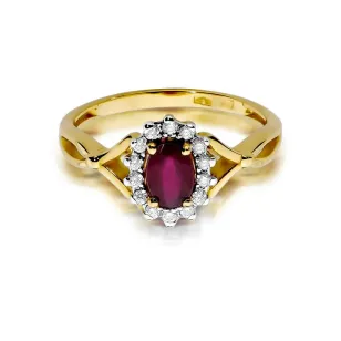 Złoty Pierścionek 585 z diamentem rubin 0,60ct