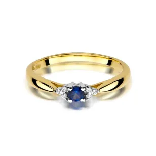 Złoty Pierścionek 585 z diamentem szafir 0,15ct
