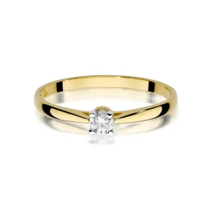 Złoty Pierścionek 585 z diamentem brylant 0,15ct