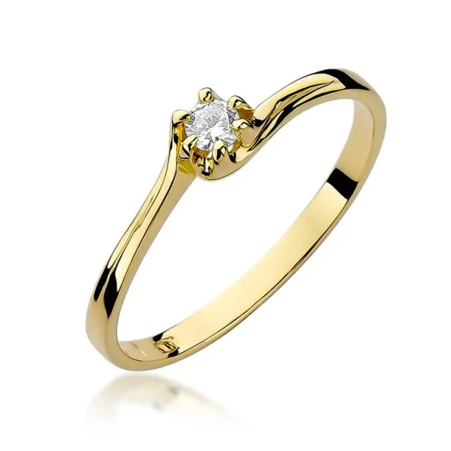Złoty Pierścionek 585 z diamentem brylant 0,10ct
