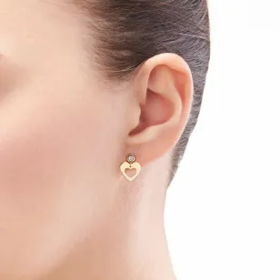 Złote kolczyki Serce z cyrkonią 2,5mm