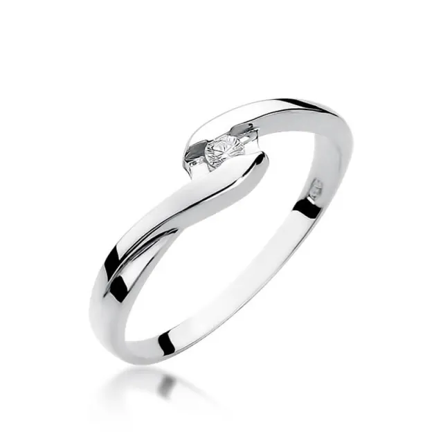 Złoty pierścionek z diamentem Białe złoto EW-158 0,05ct