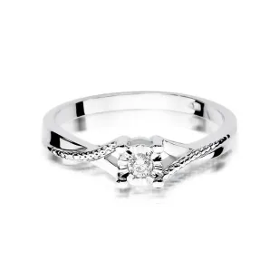Złoty pierścionek z diamentem Białe złoto EW-361 0,08ct