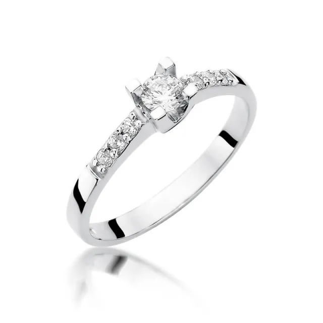 Złoty pierścionek z diamentem Białe złoto EW-339 0,37ct
