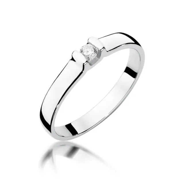 Złoty pierścionek z diamentem Białe złoto EW-334 0,09ct
