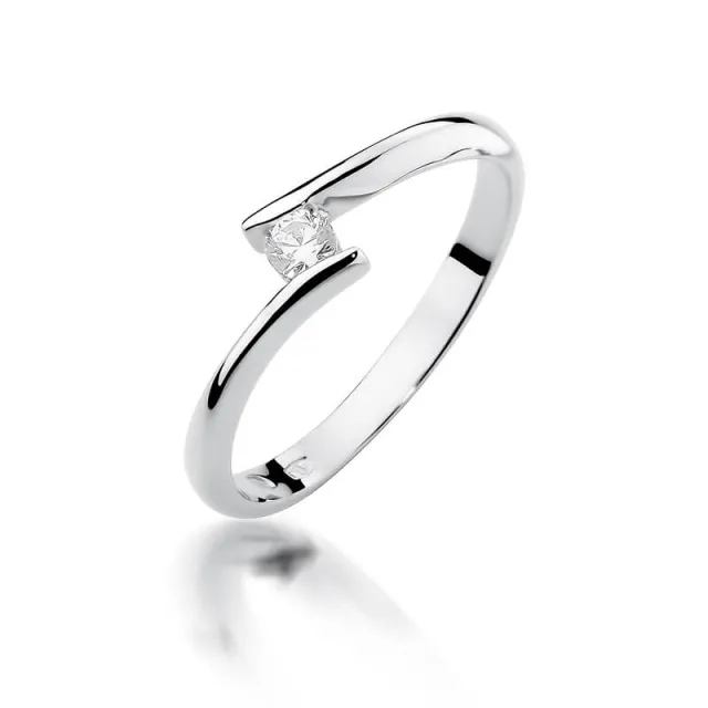 Złoty pierścionek z diamentem Białe złoto EW-371 0,09ct