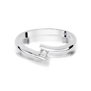 Złoty pierścionek z diamentem Białe złoto EW-371 0,09ct