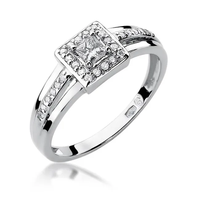 Złoty pierścionek z diamentem Białe złoto EW-271 0,29ct