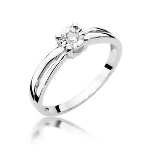 Złoty pierścionek z diamentem Białe złoto EW-360 0,08ct