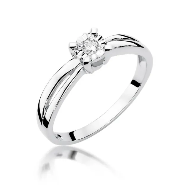 Złoty pierścionek z diamentem Białe złoto EW-360 0,08ct