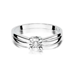 Złoty pierścionek z diamentem Białe złoto EW-360 0,08ct