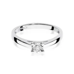 Złoty pierścionek z diamentem Białe złoto EW-7 0,08ct