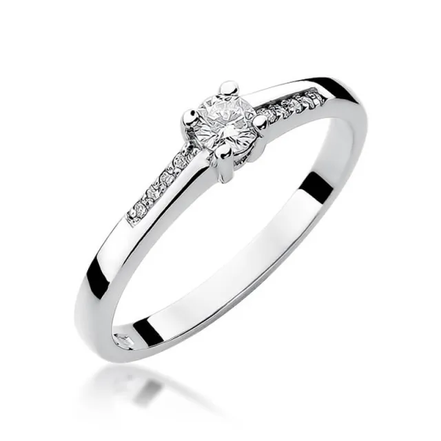 Złoty pierścionek z diamentem Białe złoto EW-258 0,19ct