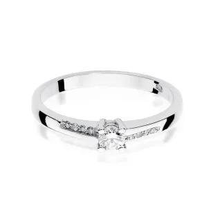 Złoty pierścionek z diamentem Białe złoto EW-258 0,19ct