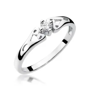 Złoty pierścionek z diamentem Białe złoto EW-13 0,10ct