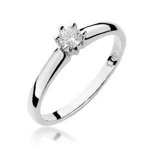 Złoty pierścionek z diamentem Białe złoto EW-317 0,20ct