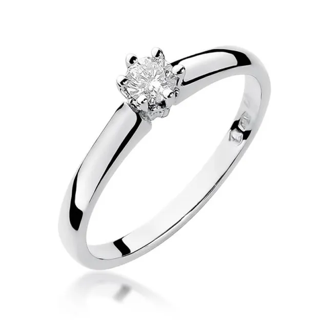 Złoty pierścionek z diamentem Białe złoto EW-317 0,20ct