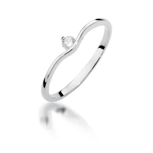 Złoty pierścionek z diamentem Białe złoto EW-385 0,09ct
