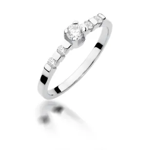 Złoty pierścionek z diamentem Białe złoto EW-384 0,35ct