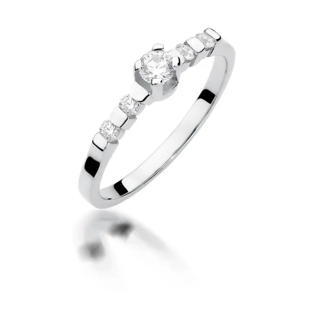 Złoty pierścionek z diamentem Białe złoto EW-384 0,35ct
