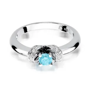 Złoty pierścionek z diamentem Białe złoto EW-43 topaz