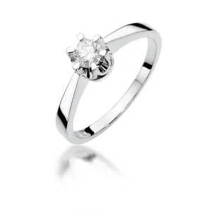 Złoty pierścionek z diamentem Białe złoto EW-408 0,25ct