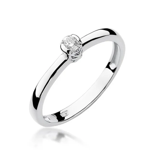 Złoty pierścionek z diamentem Białe złoto EW-131 0,10ct