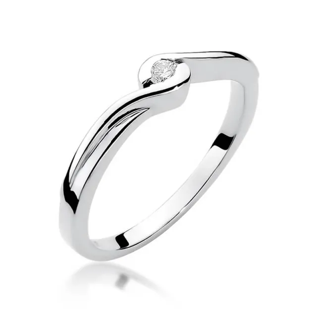 Złoty pierścionek z diamentem Białe złoto EW-27 0,05ct