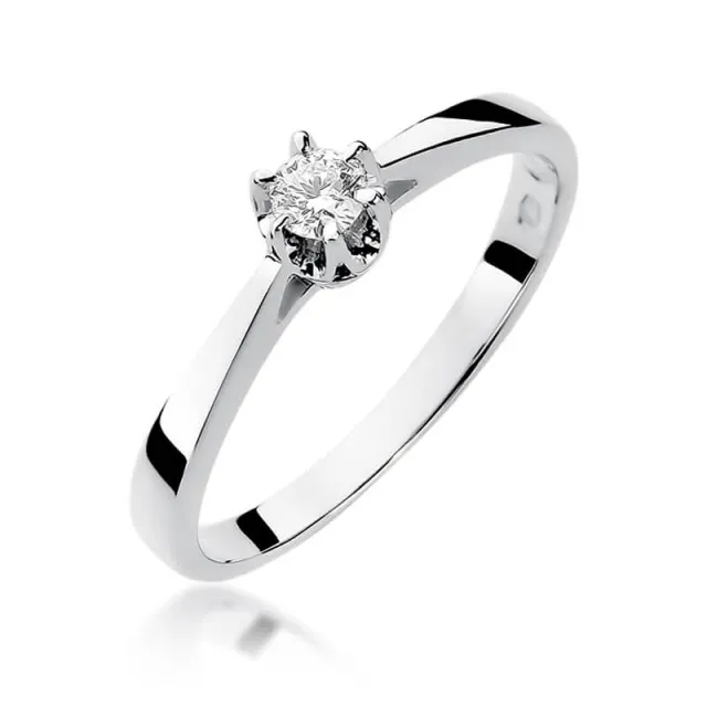 Złoty pierścionek z diamentem Białe złoto EW-295 0,12ct