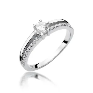 Złoty pierścionek z diamentem Białe złoto EW-355 0,40ct