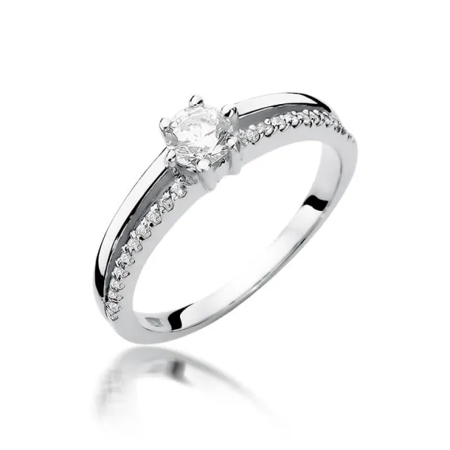 Złoty pierścionek z diamentem Białe złoto EW-355 0,40ct