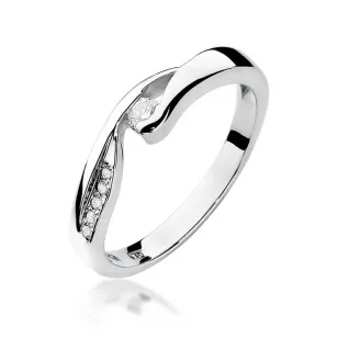 Złoty pierścionek z diamentem Białe złoto EW-82 0,08ct