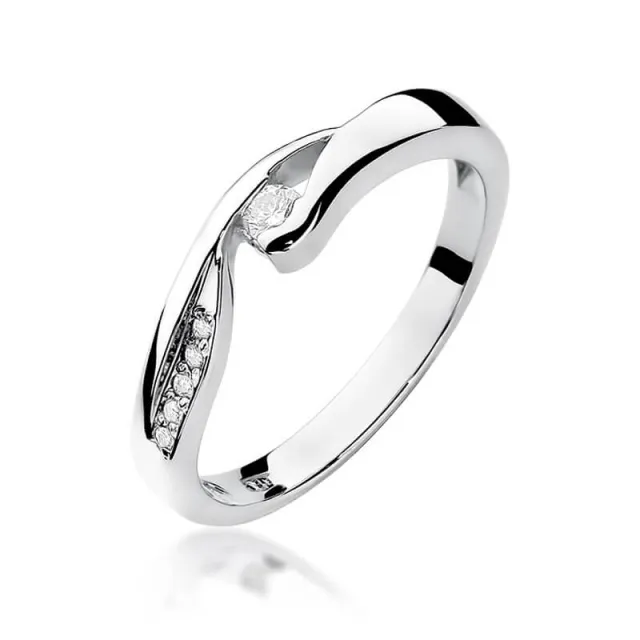 Złoty pierścionek z diamentem Białe złoto EW-82 0,08ct