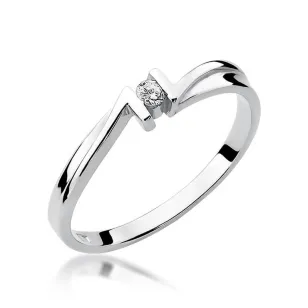 Złoty pierścionek z diamentem Białe złoto EW-204 0,04ct
