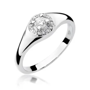 Złoty pierścionek z diamentem Białe złoto EW-41 0,17ct