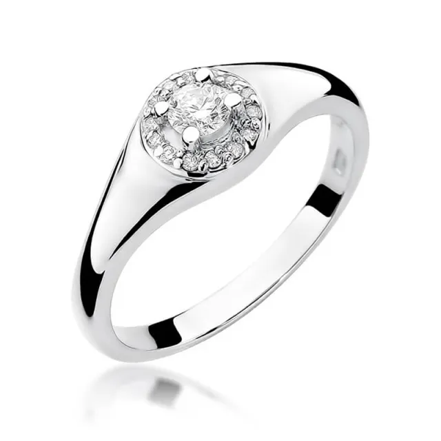 Złoty pierścionek z diamentem Białe złoto EW-41 0,17ct