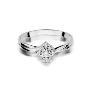 Złoty pierścionek z diamentem Białe złoto EW-275 0,09ct
