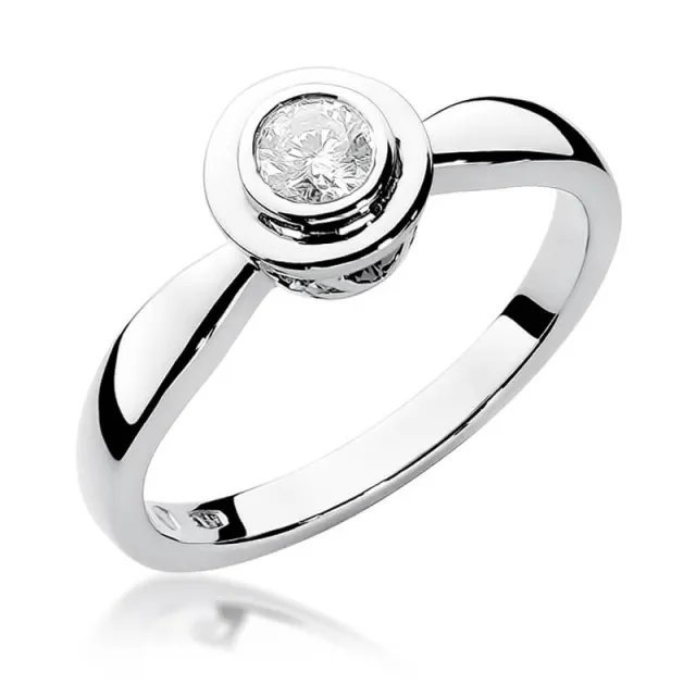 Złoty pierścionek z diamentem Białe złoto EW-294 0,30ct