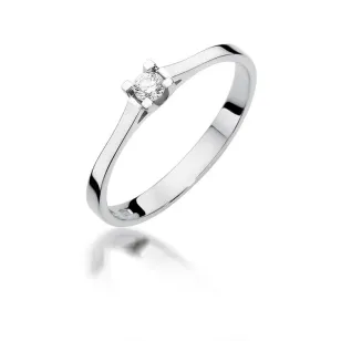 Złoty pierścionek z diamentem Białe złoto EW-407 0,09ct