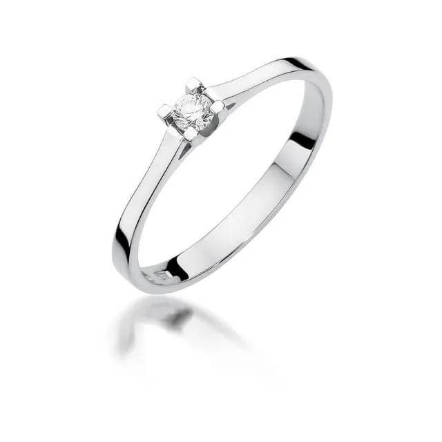 Złoty pierścionek z diamentem Białe złoto EW-407 0,09ct